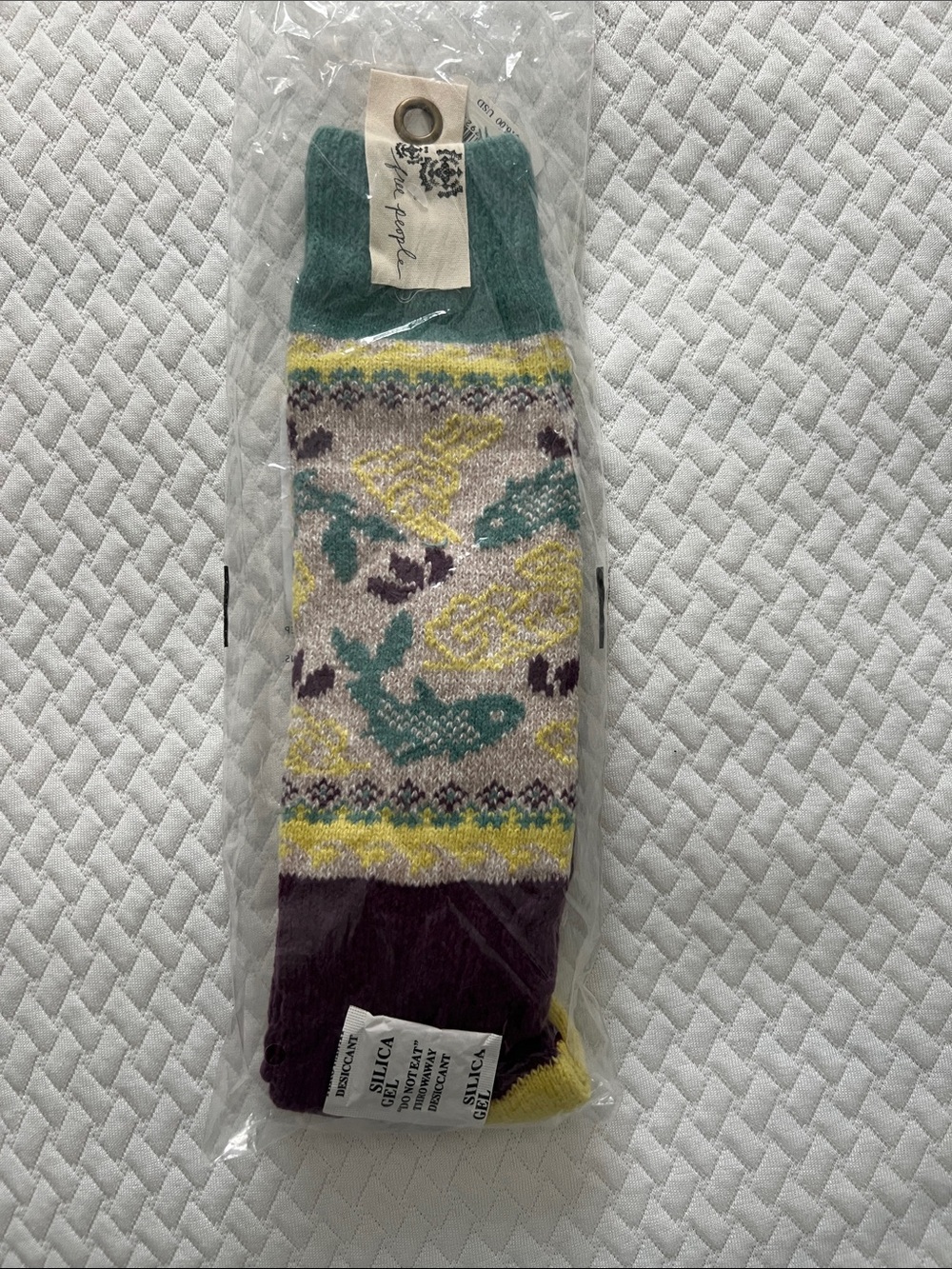 Free People Multicolor Fair Isle tall boot Socks — Teal, Yellow & Purple